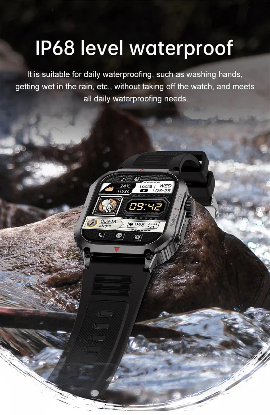 2024 New Compass Smart Watch Men 360*385 IPS Screen Body temperature Heart rate BT Call IP68 Waterproof Smartwatch For Android