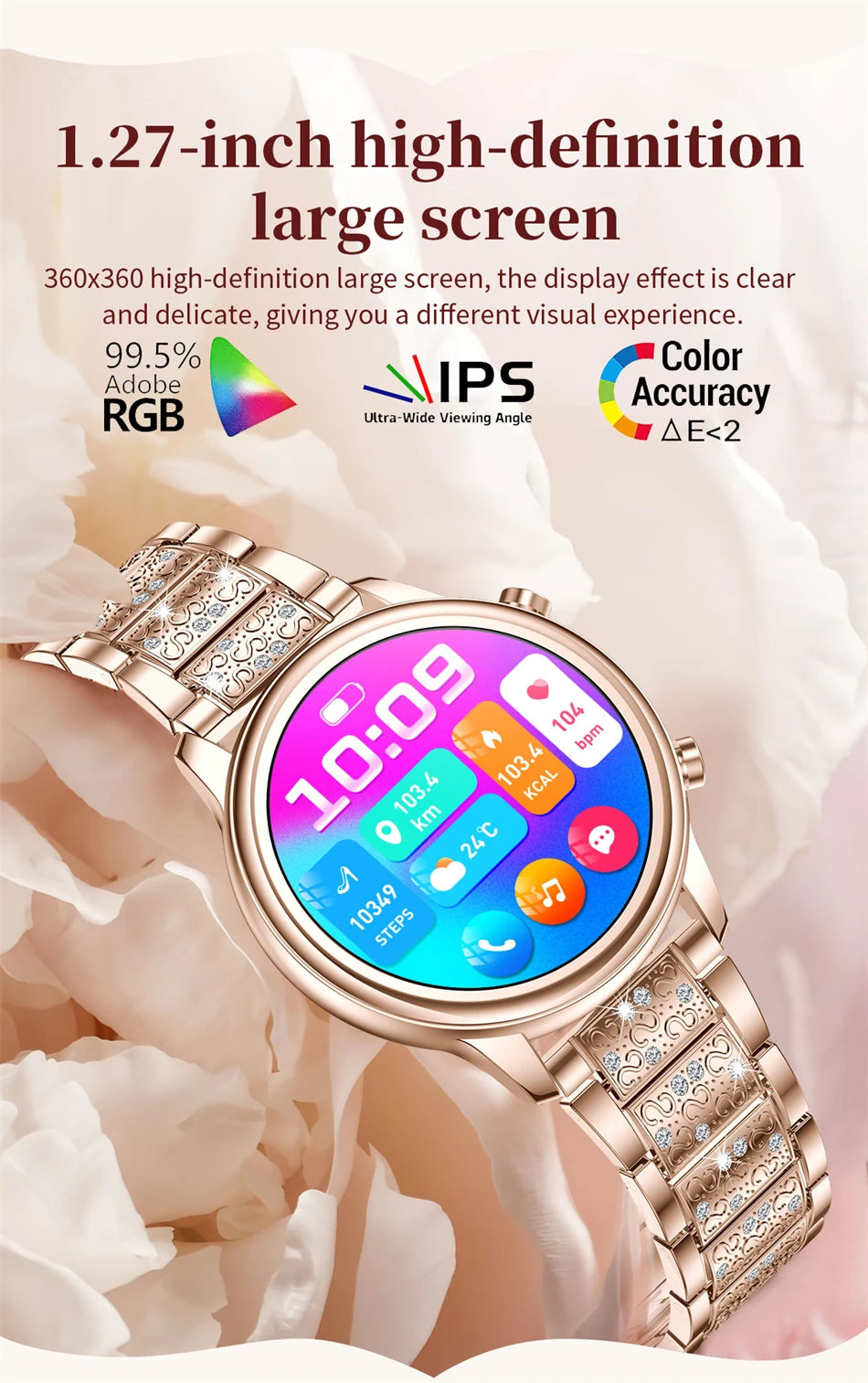 2024 New For Xiaomi 1.27 inch Women Smart Watch Heart Rate Health Custom Dial Ladies Fashion Bracelet Bluetooth Call SmartWatch