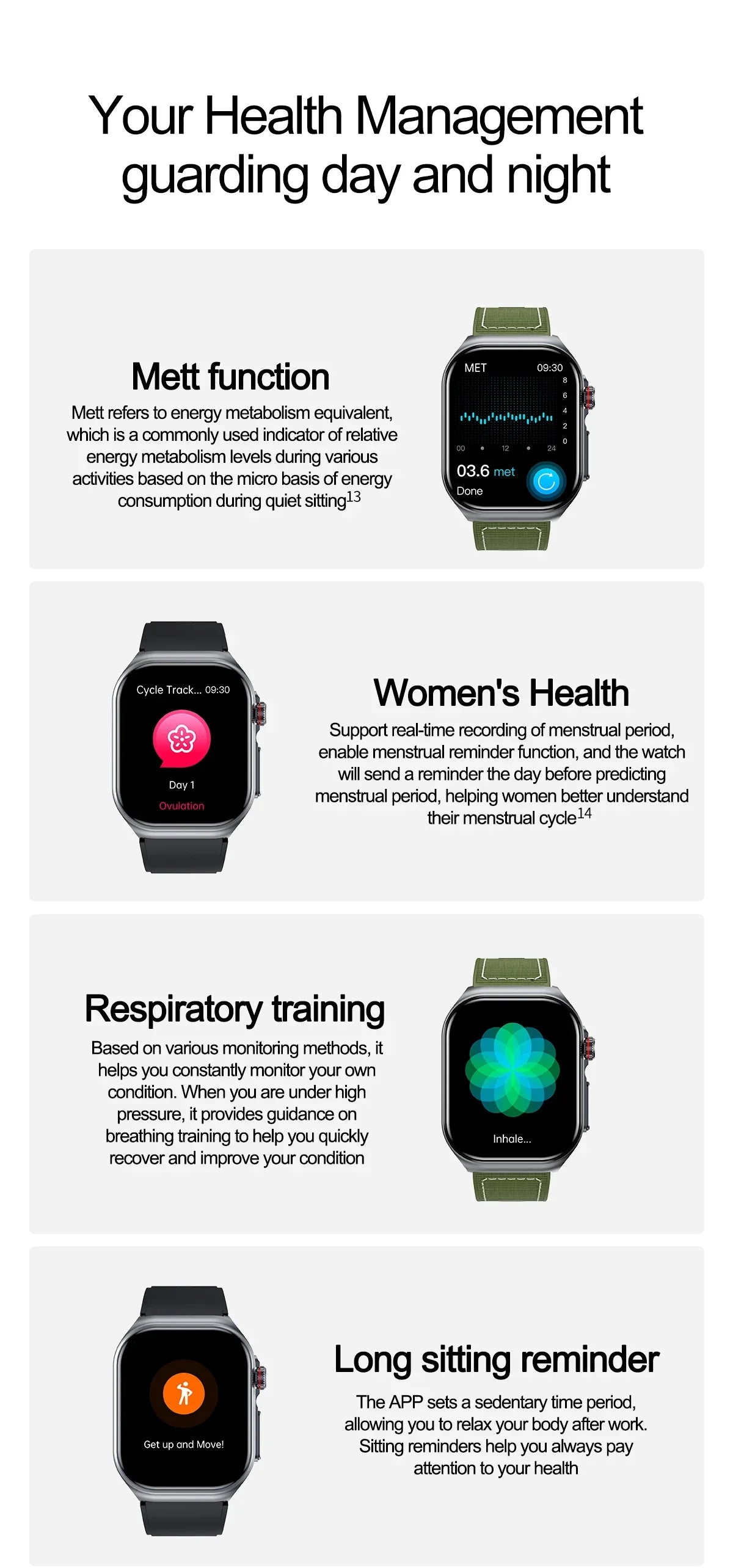 2024 ECG+PPG Smart Wtach Men AMOLED Screen AI Medical Diagnosis Healthy Watches Blutooth Call Voice Assistant Smartwatch For Men