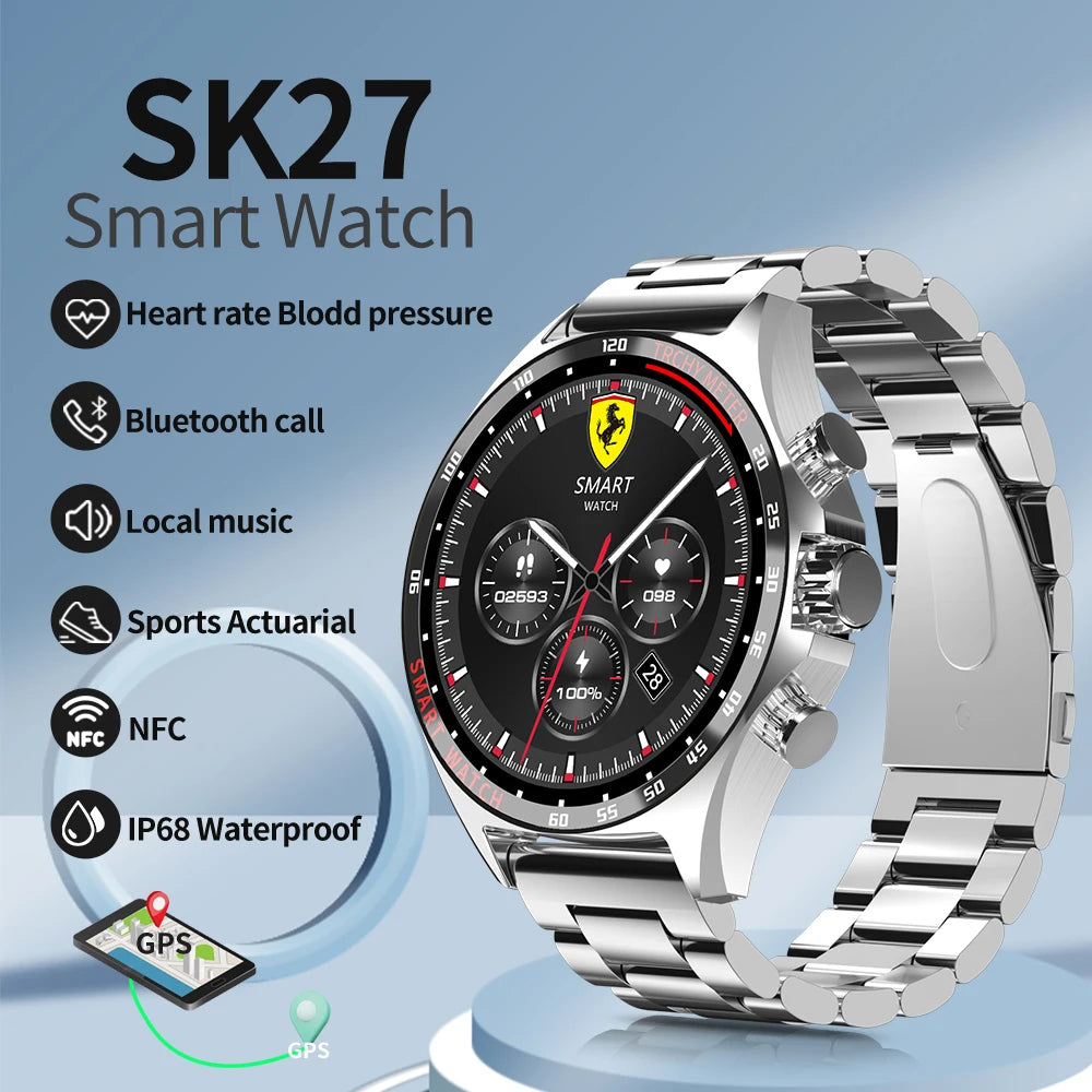 XUESEVEN SK27 New Bluetooth Smart Watch 1.58inch GPS Track NFC Heart Rate Fitness Sports IP68 Waterproof Smartwatch For Men 2024