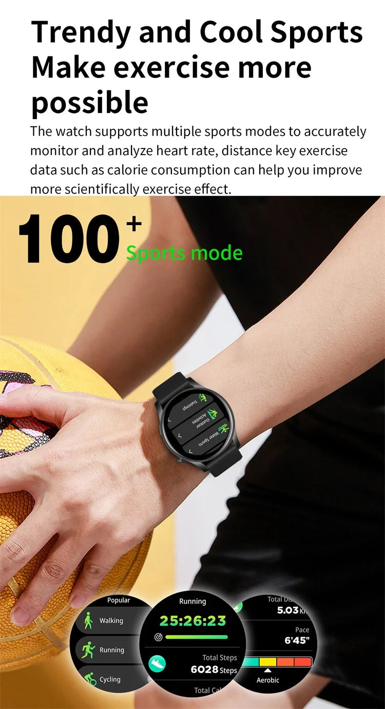 SKMEI 2024 Smartwatch 1.43'' AMOLED Display 107 Sports Modes Voice Calling Smart Watch Men Women Military Fun Games Wristwatches