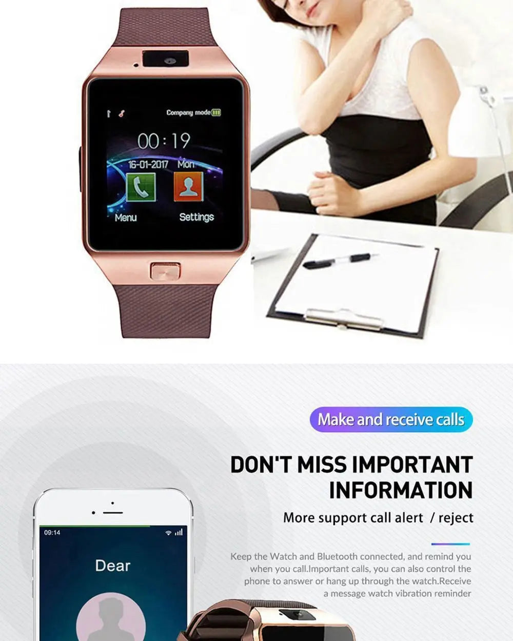 DZ09 Professional Smart Watch 2G SIM TF Camera Waterproof Wrist Watch GSM Phone Large-Capacity SIM SMS For Android For Phone