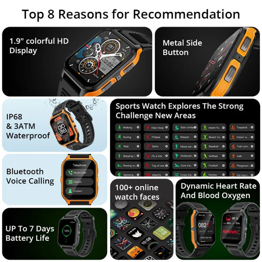 2024 New Smartwatch 1.83" Color Screen Full Touch Dial Outdoor Sports Smart Watch Bluetooth Call Health Check Man Watch