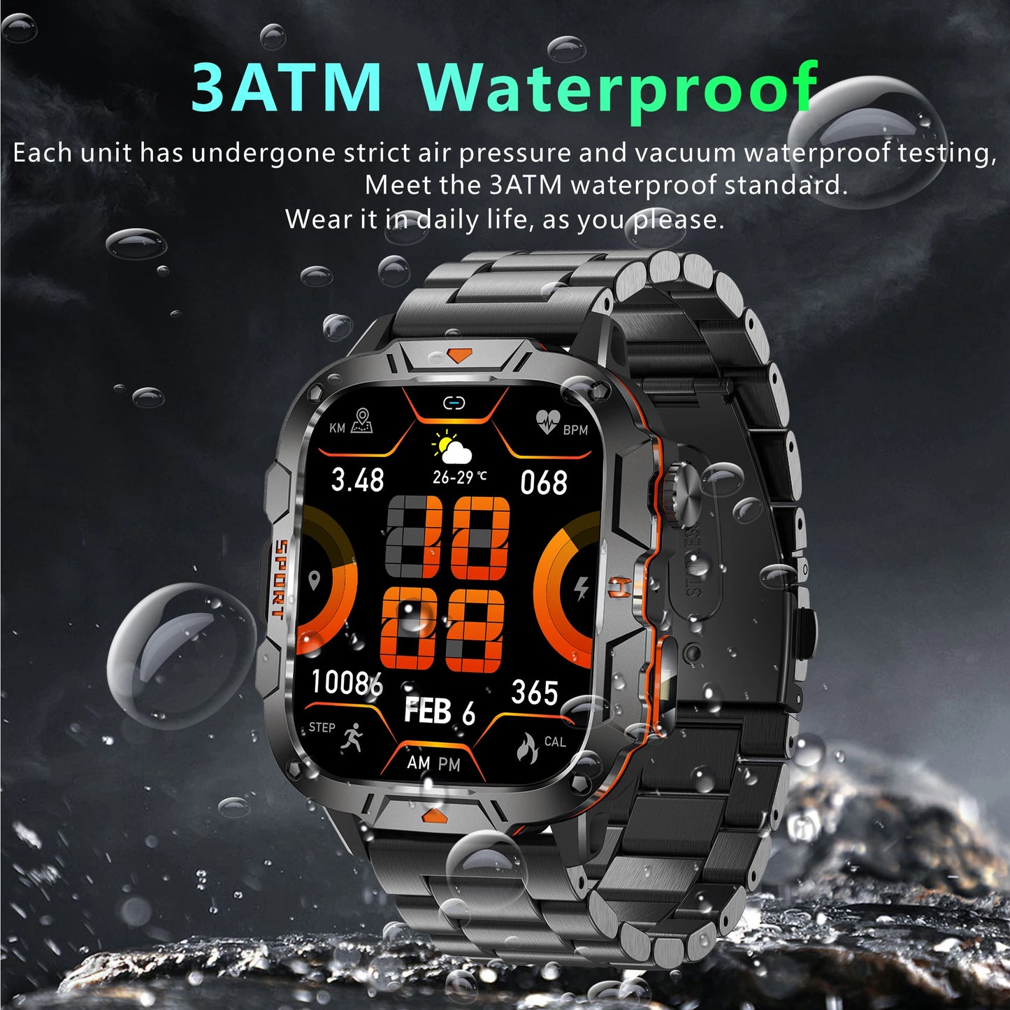 New Full Touch Smart Watch Men For Android Xiaomi Blood Pressure Oxygen Fitness Watch Waterproof LED Flashlight SmartWatch 2024