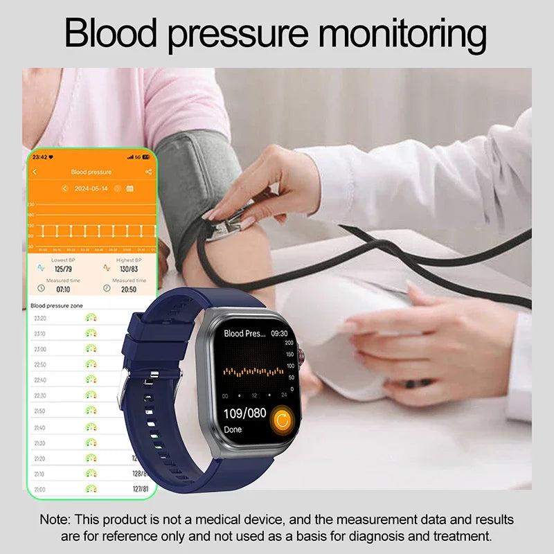 2024 ECG+PPG Smart Wtach Men AMOLED Screen AI Medical Diagnosis Healthy Watches Blutooth Call Voice Assistant Smartwatch For Men