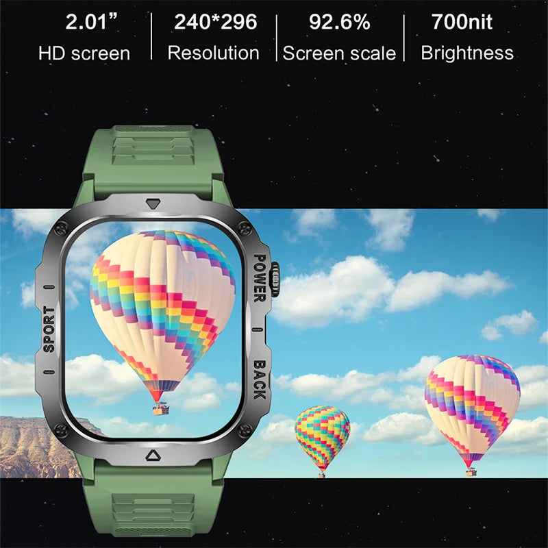 2024 New Rugged Military GPS Smart Watch Men AMOLED HD Screen Heart Rate Bluetooth Call Waterproof Outdoor SmartWatch For Xiaomi