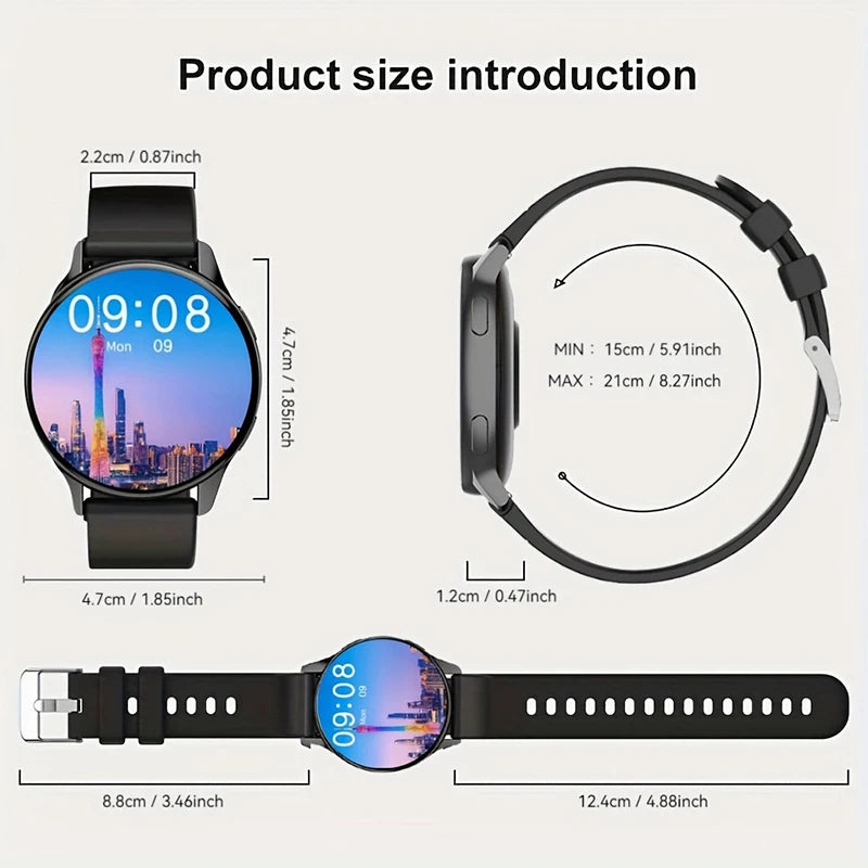 Men Women Smarthwhatch 2024 AMOLED Screen Bluetooth Call Ultra Thin Smart Watch Heart Rate Sports Modes Watches Music Smartwatch