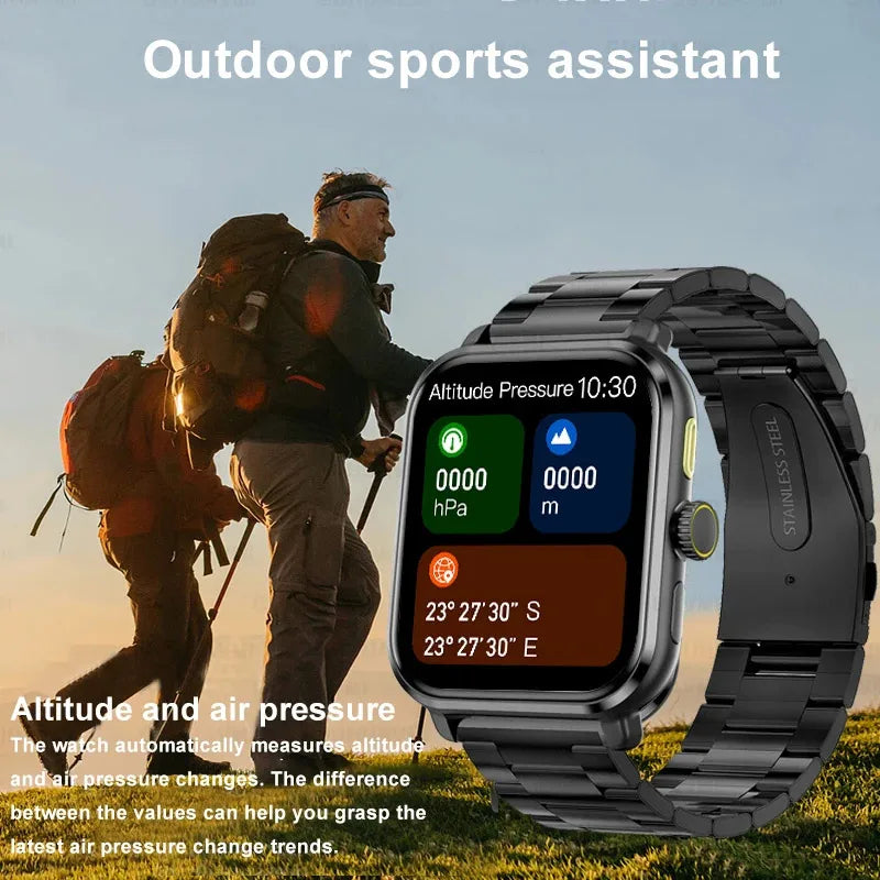 2024 New Blood Sugar Smart Watch Men GPS Track Body Temperature Ultra Series 8 Clock Bluetooth Call Voice Assistant Smartwatch