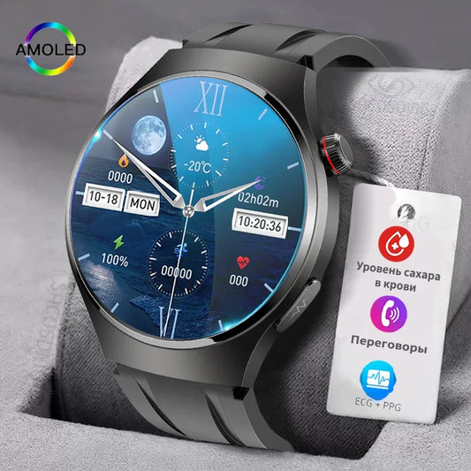 2024 Laser Treatment Three High Smart Watch Men ECG PPG Body Temperature Blood Sugar Health Tracker Bluetooth Call Smartwatch