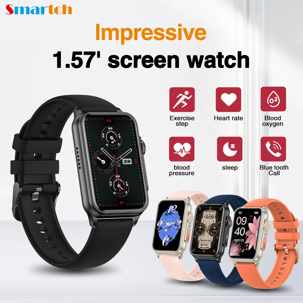 2024 New 1.57 Inch Men Blue Tooth Call Smart Watch 120+ Sports Mode Heart Rate Sleep Monitor Waterproof Music Women Smartwatch