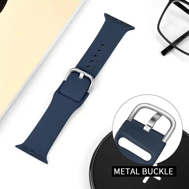 Silicone Strap For Apple Watch Band 49mm 44mm 40mm 38mm 42mm 41mm 45mm Classic Buckle Bracelet IWatch Series 6 5 SE 7 8 9 Ultra