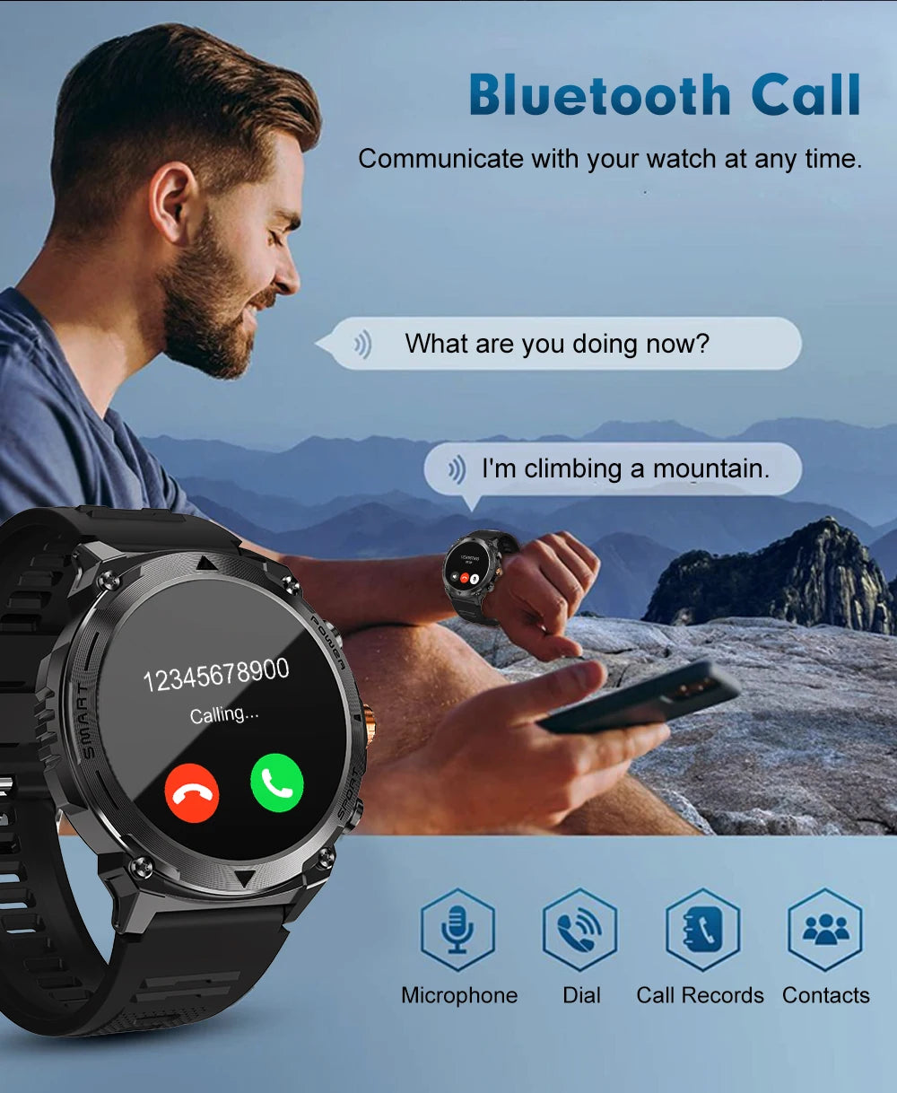 2024 New For Huawei Xiaomi Men Sports Smartwatch Bluetooth Call 400mAh Battery 100+ dial IP68 Waterproof Men Sports Smartwatch