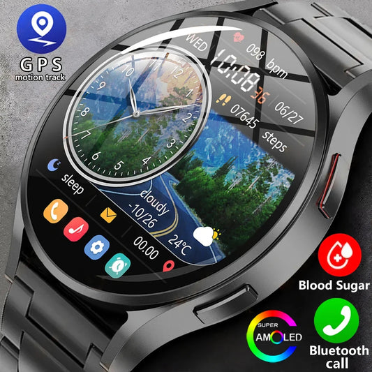 2024 GEJIAN Samsun Galaxy 6 AMOLED Smart Watch Men Blood Glucose Bluetooth Call NFC GPS Tracker Waterproof Men Smart Watch