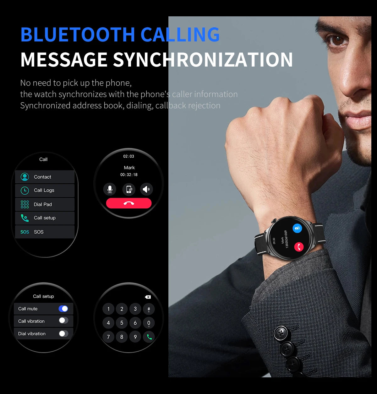 2024 NEW For Android Watch HD4 AMOLED Smart Watch Men 1.43" HD Screen 1GB Local Music Men Waterproof Smartwatch