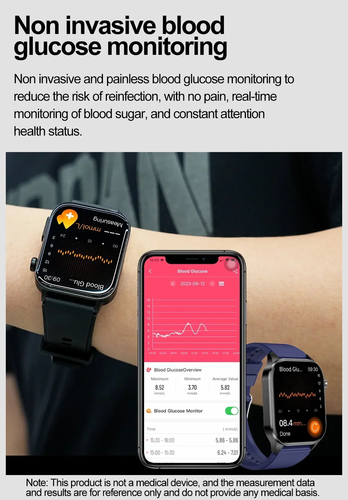 2024 AI Medical Diagnosis Blood Lipids Uric Acid Blood Glucose Smart Watch Men ECG+PPG Fitness Tracker Bluetooth Call smartwatch