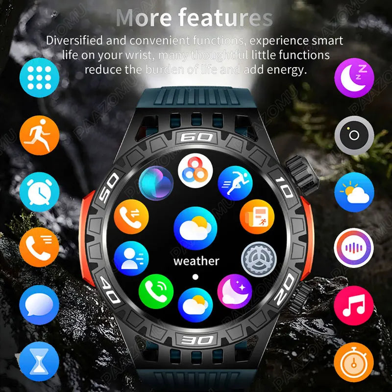 2024 Smart Watch Men LED Flashlight Compass 450mah large battery 100+ Sport Fitness Track 1.46” Screen Bluetooth Call Smartwatch