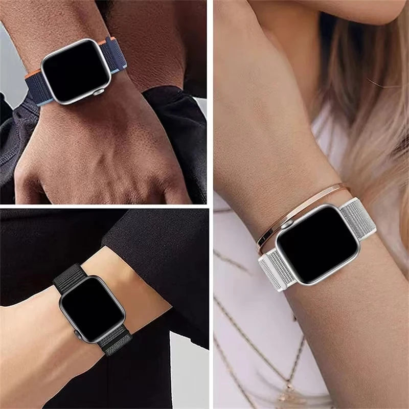 Nylon Strap for Apple Watch 9 8 7 6 5 4 3SE 45mm 41mm 44mm 42mm 40mm Comfortable Replacement Bracelet Band for Iwatch Ultra 49mm