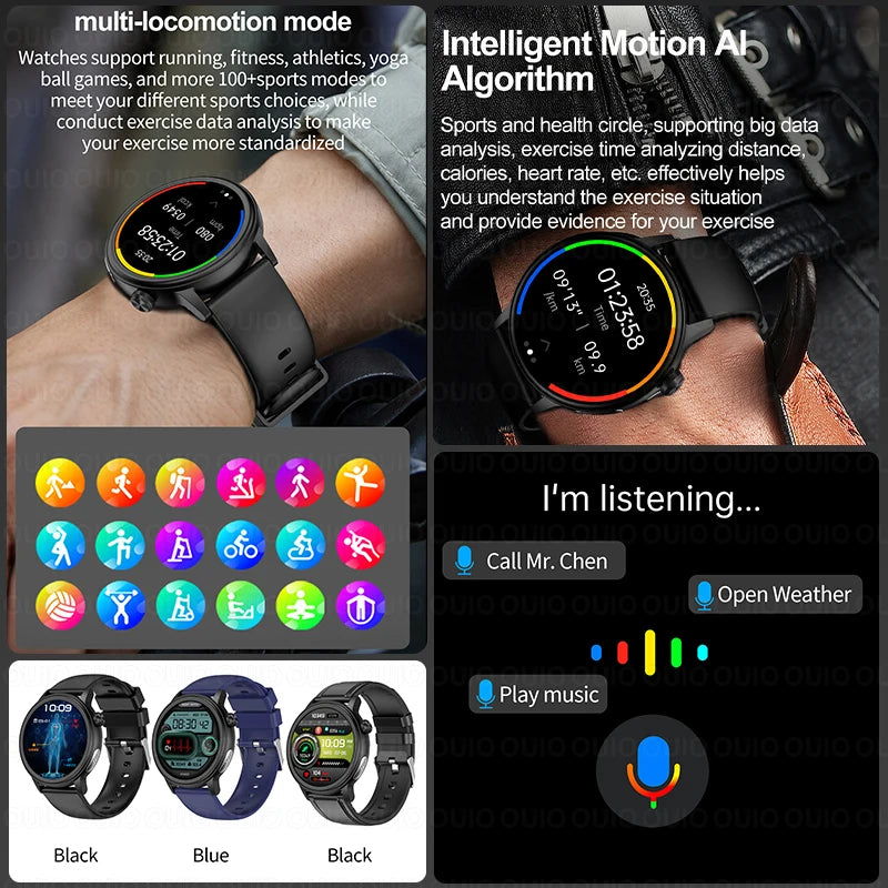 2024 New Non-Invasive Blood Sugar Men smartwatch Heart Rate Blood Pressure Health Women Smart Watch AI Medical Diagnostic Watch