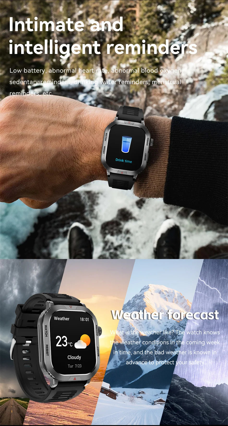 Rugged Military Smart Watch Men For Xiaomi Android IOS Fitness Watches Waterproof 2.01 inch Bluetooth Call Smartwatch 2024 New