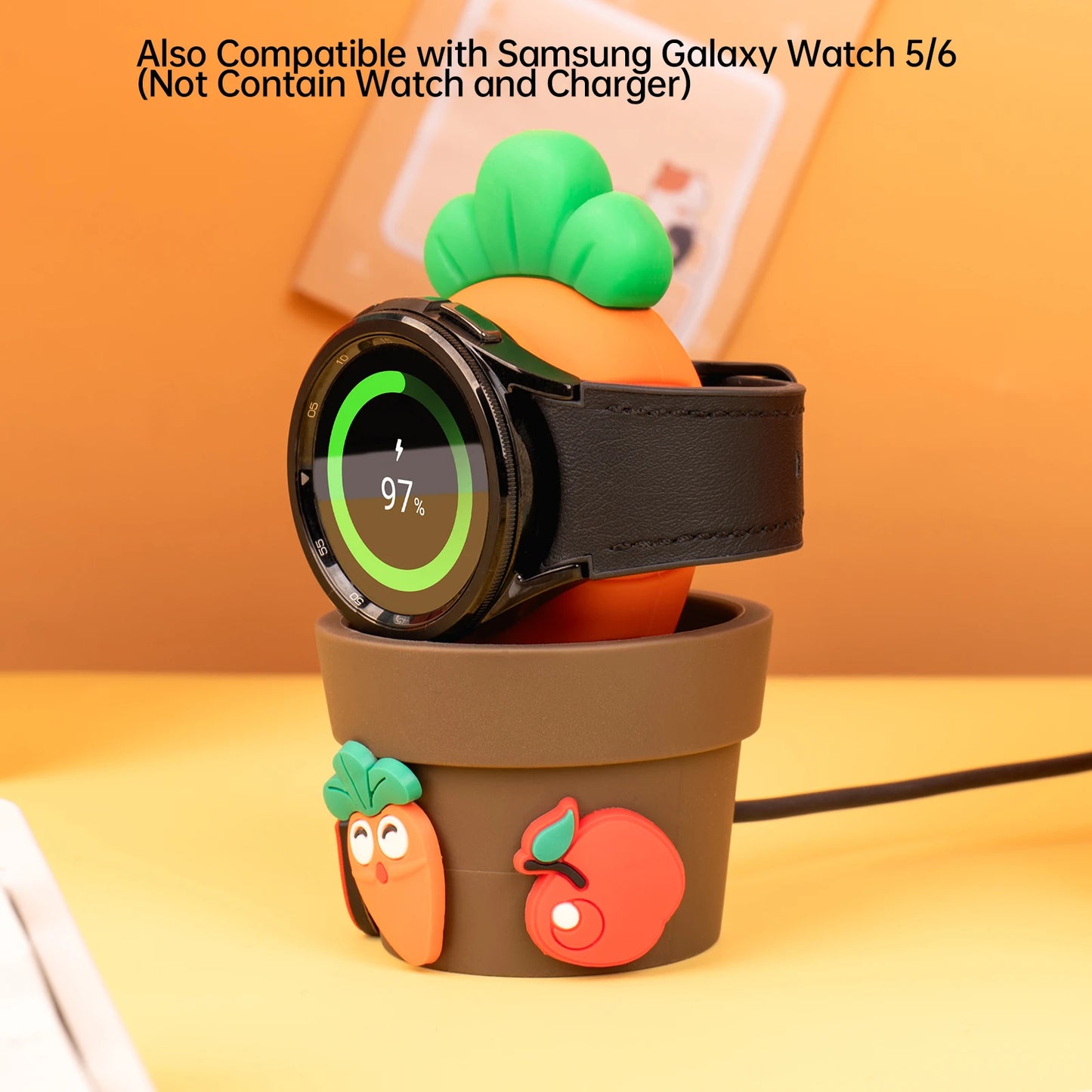 Carrot Home Office Decoration Soft Silicone Night Stand for Samsung Galaxy 5 6 Apple Watch Ultra All Series 9 8 7 Christmas Gift