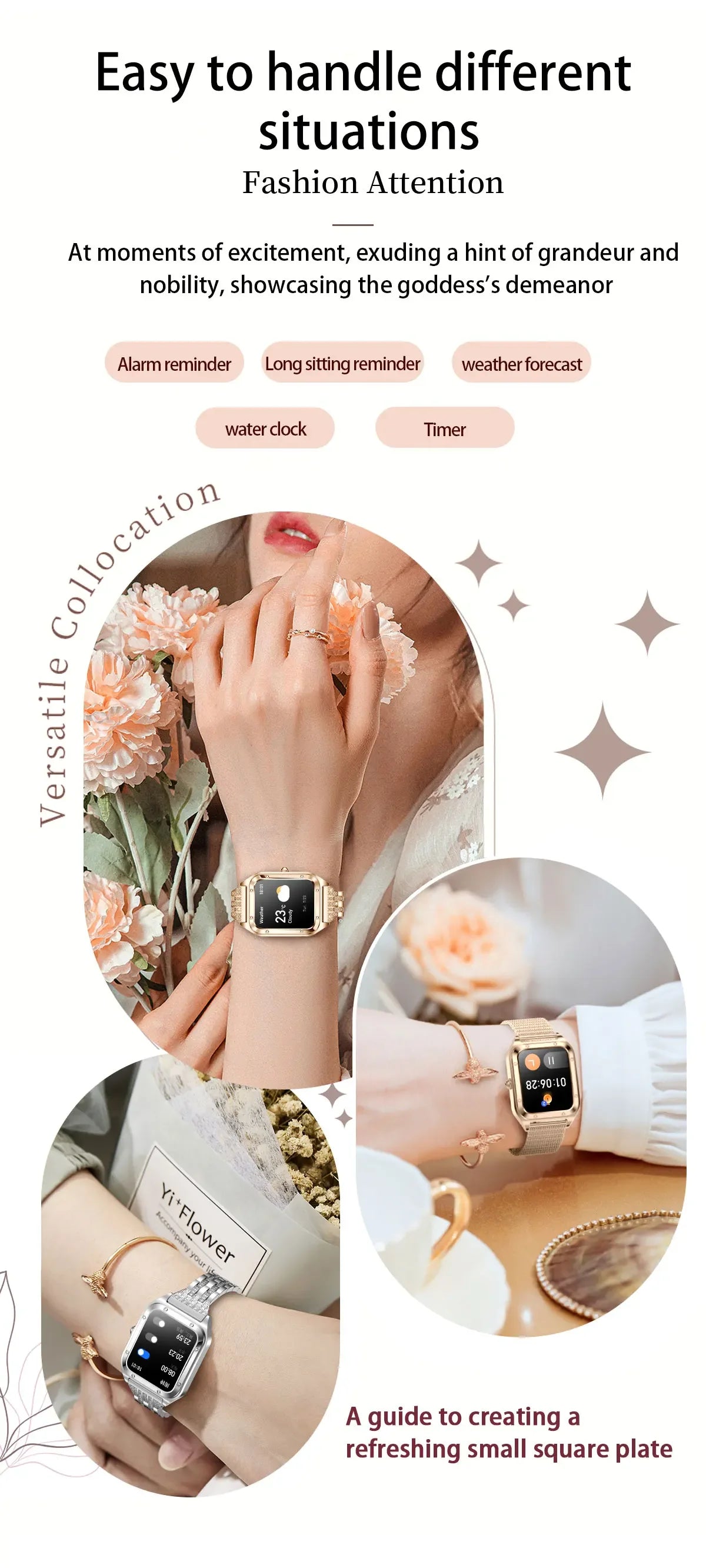 2024 New Lady Fashion Smart Watch Women AMOLED HD Screen GPS Heart Rate Bluetooth Call Waterproof Outdoor SmartWatch For Xiaomi