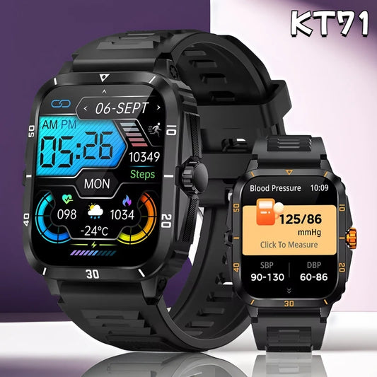 Outdoor Smart Watch KT71 3AMT Waterproof Sports Tracker 1.96 Inch HD Screen BT Calling Smartwatch for Men Women 2024 New Arrival