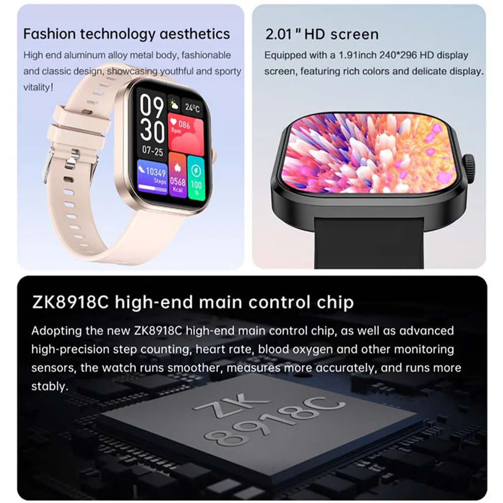 Youth GTS Smartwatch 2.01” HD 240*293 Mens And Womens Health Monitoring Notifications Bluetooth Call Extravagant Watches Ladies