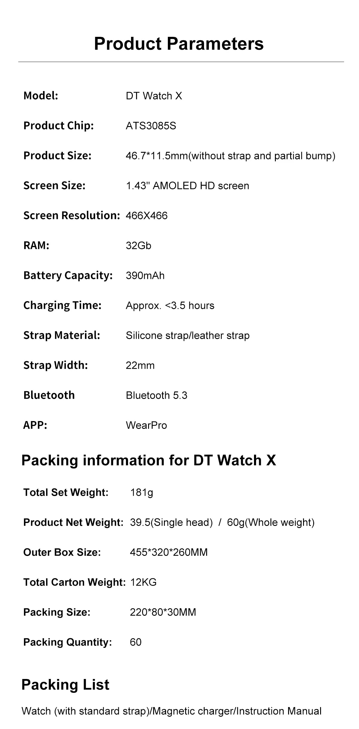 Dt Watch X SmartWatchs Amoled Round Screen Bt Call Smart Watch Reloj Inteligeall Smartwatch Ai Assistant For Men Women New 2024