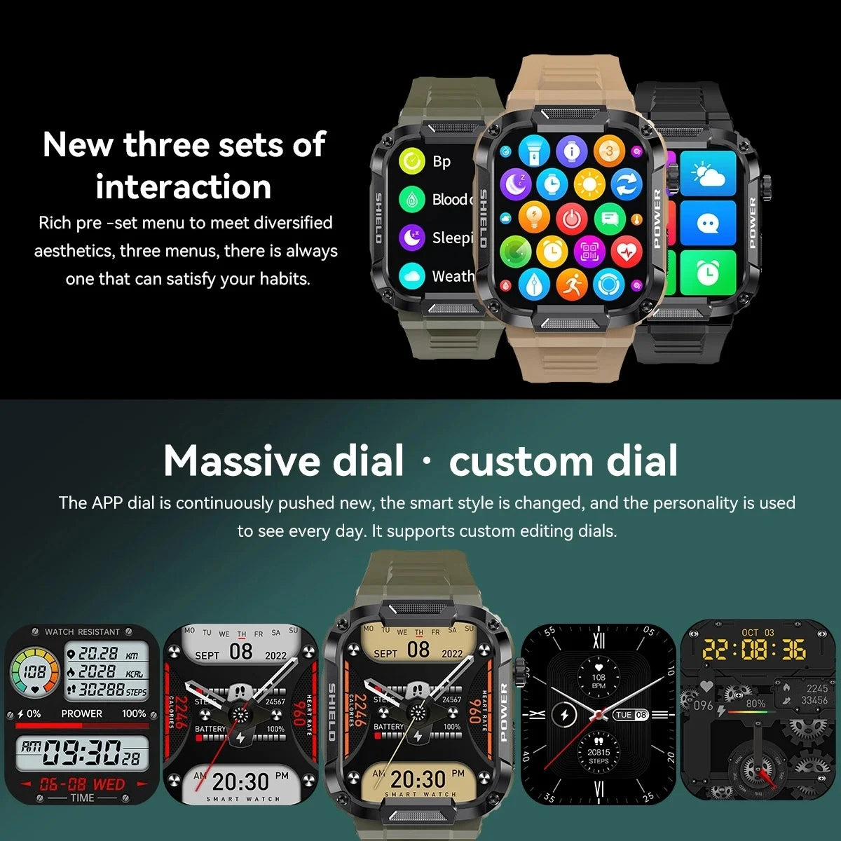 XIAOMI 2024 Rugged Military Smart Watch Men For Android IOS Ftiness Watches Waterproof 1.85'' AI Voice Bluetooth Call Smartwatch