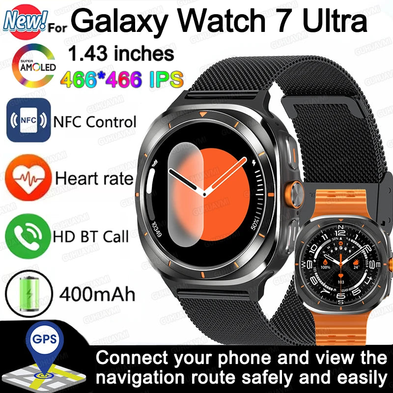 For Samsung Galaxy Watch Ultra New GPS Smart Watch Men Women HD AMOLED Screen Clock Heart rate BT Call Sports Smartwatch 2024