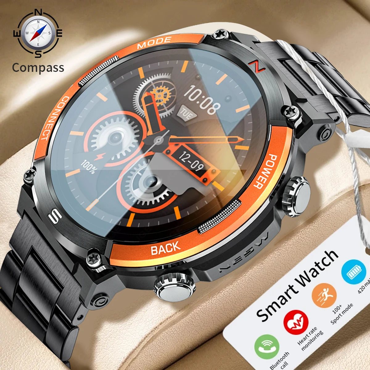 LIGE 2024 Men Smart Watch with Compass Smartwatch I68 Waterproof Bluetooth Call Fitness Watches Outdoor Sport Digital Wristwatch