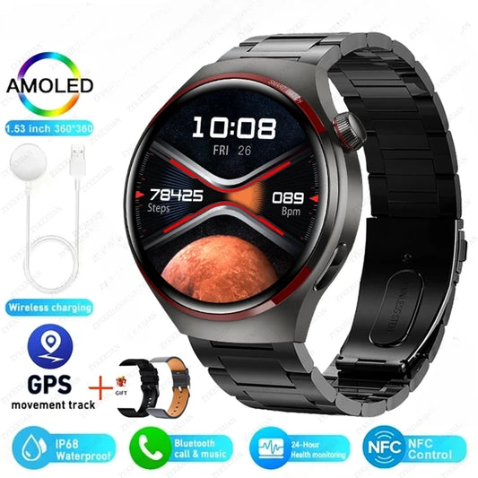 2024 New For HUAWEI Watch 4 PRO Smart Watch Men GT4 Pro AMOLED HD Screen Bluetooth Call GPS NFC Heart rate Men Sport Smartwatch