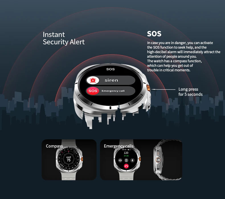 2024 Smartwatch Amoled Screen Crystal Glass Bluetooth Call Compass Multi-sports Smart Watch Man Women For Galaxy Watch Ultra