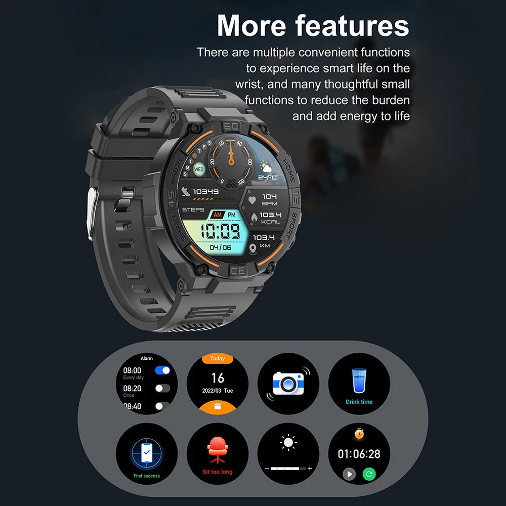 Sports Smart Watch Men 360*360 HD Display Heart Rate Fitness Tracker Waterproof Bluetooth Call Smartwatch 2024