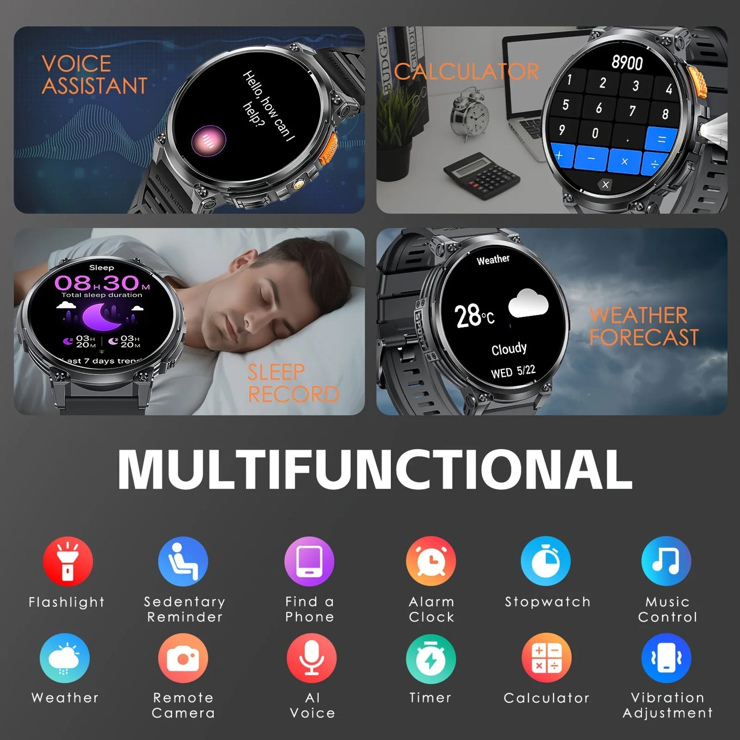 2024 New For Huawei 730mAh Battery Men Smart Watch LED Lighting Bluetooth Call IP68 Waterproof 1.85-inch Ultra Screen Smartwatch