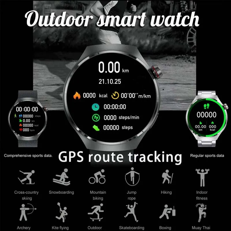 For Huawei GT4 PRO Blood Glucose Smart Watch Men 454*454 HD Screen IP68 Waterproof GPS Sports Bluetooth Call Smartwatch 2024 NEW