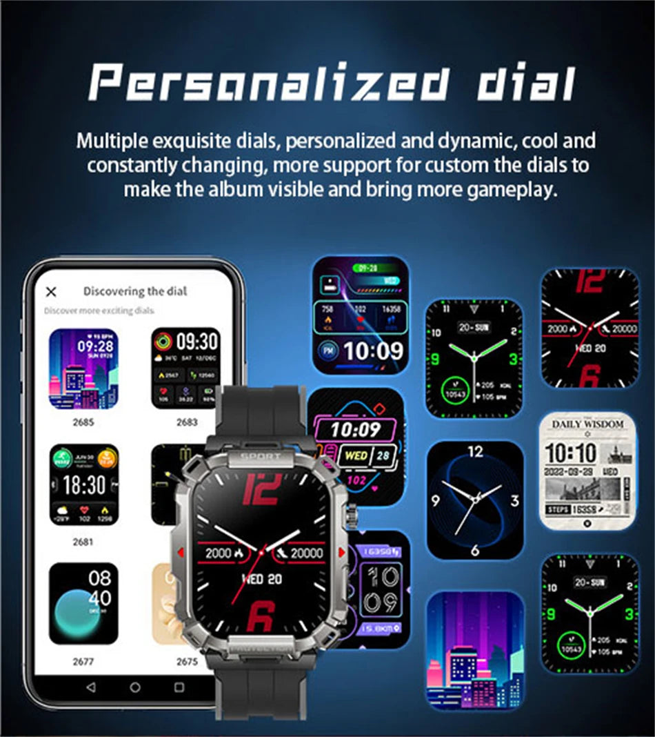 2.01 Inch HD Screen Smartwatch Men Health Monitoring Sports Fitness Tracker IP68 Waterproof Smart Watch 2024 New For Android IOS