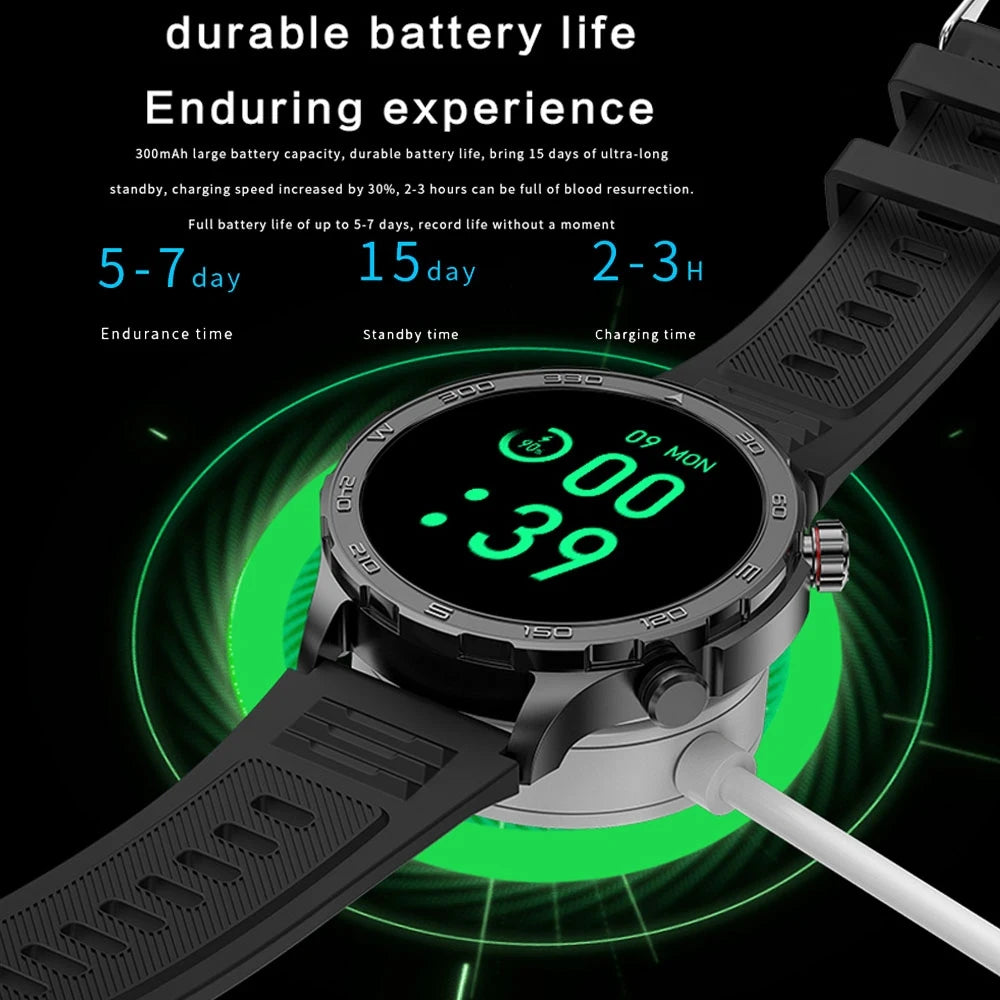 2024 New Compass SmartWatch Men Sports Fitness Tracker Health Monitoring Waterproof Bluetooth Call Voice Assistant Smart Watch