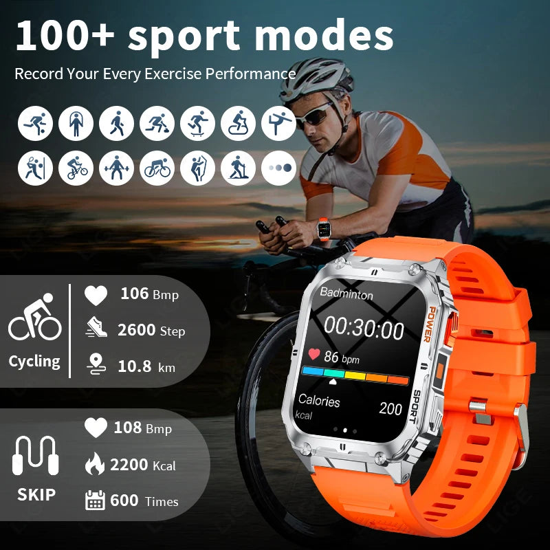 LIGE Smart Watch 2024 Men SOS Multiple Sport Watches Blood Oxygen Pressure Emotion Monitoring Watch Men Smartwatch For Xiaomi