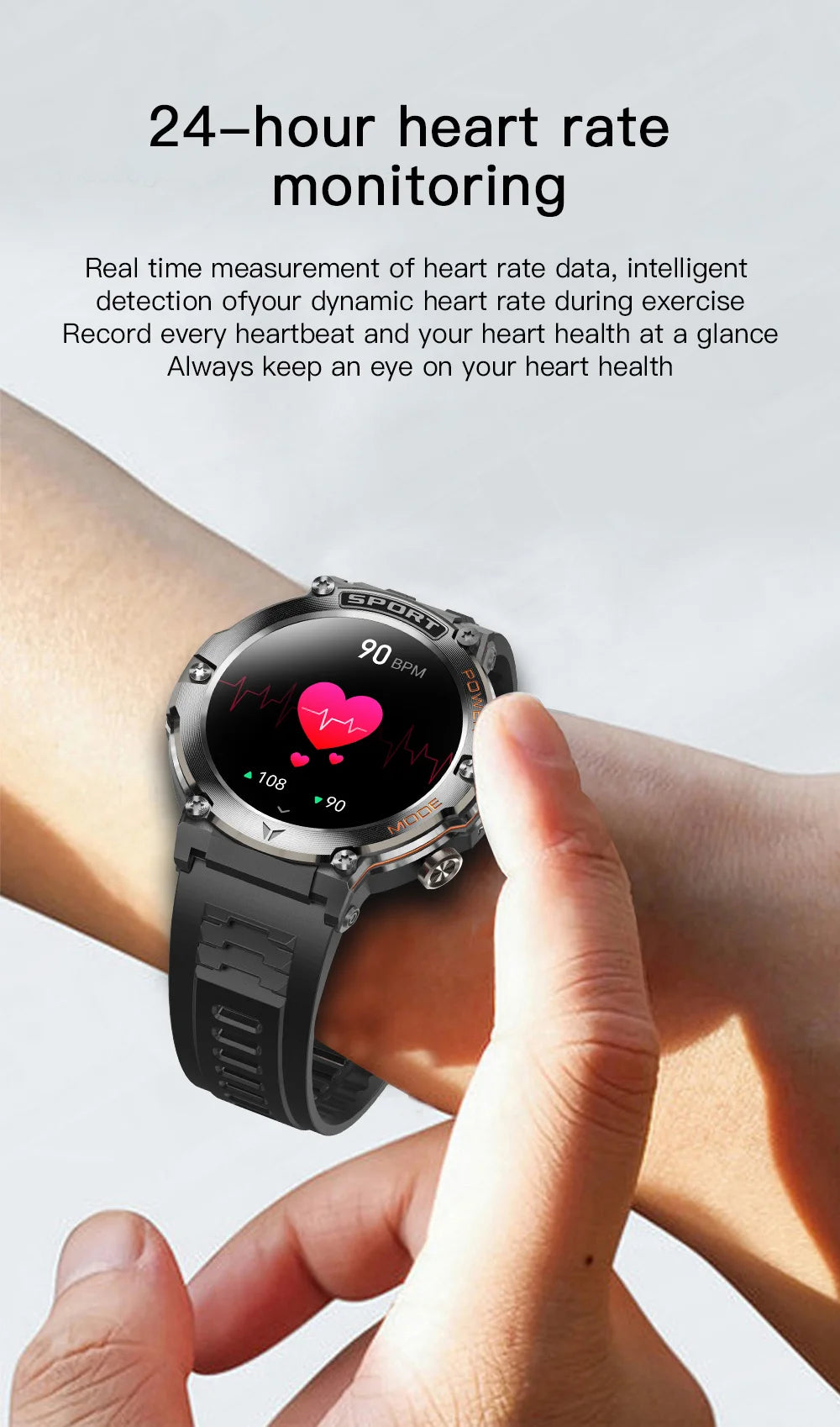 2024 New Outdoor Smartwatch Men Sport Waterproof Watches 1.43'' Amoled Blood Pressure Compass Smart Watch for Android Xiaomi Ios