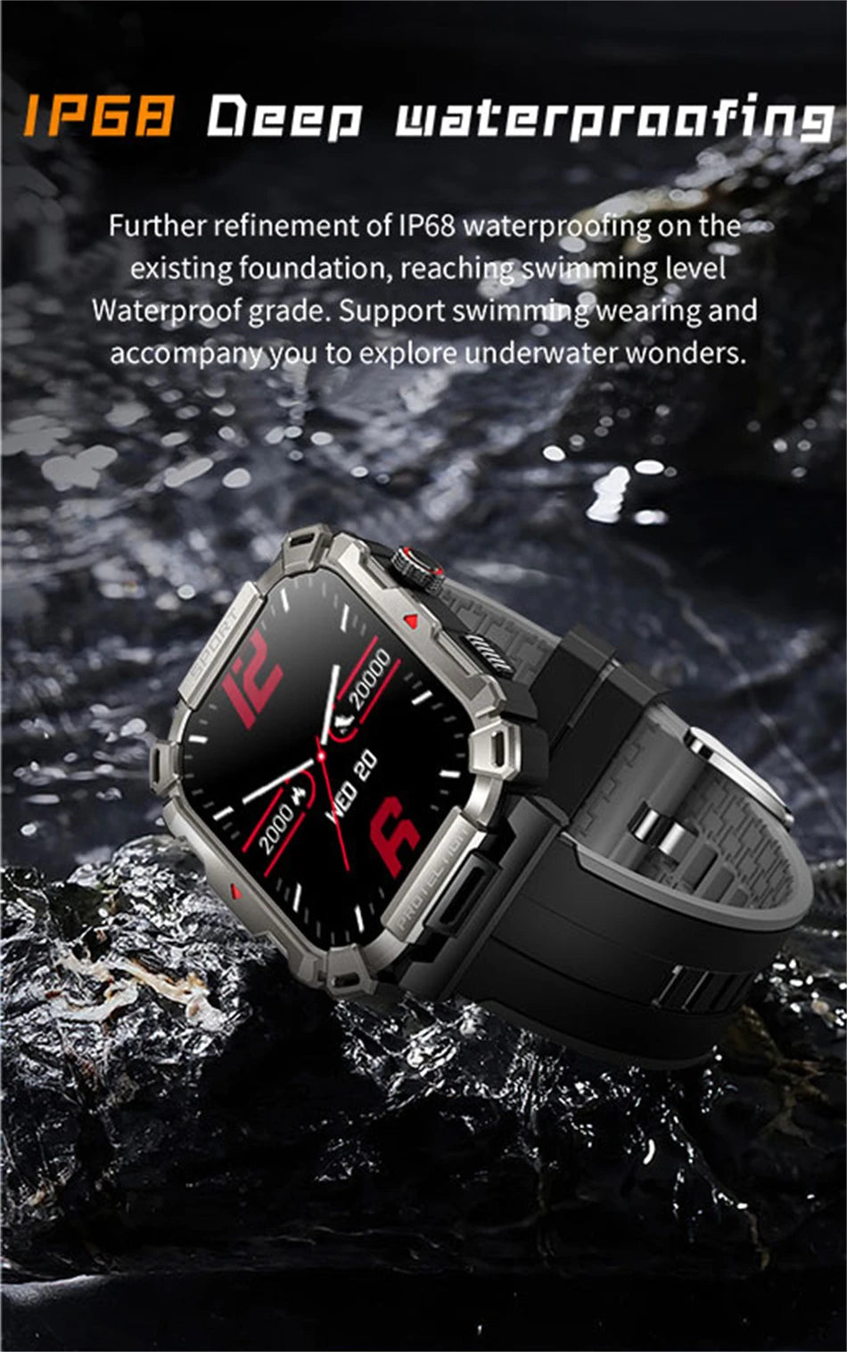 2.01 Inch HD Screen Smartwatch Men Health Monitoring Sports Fitness Tracker IP68 Waterproof Smart Watch 2024 New For Android IOS