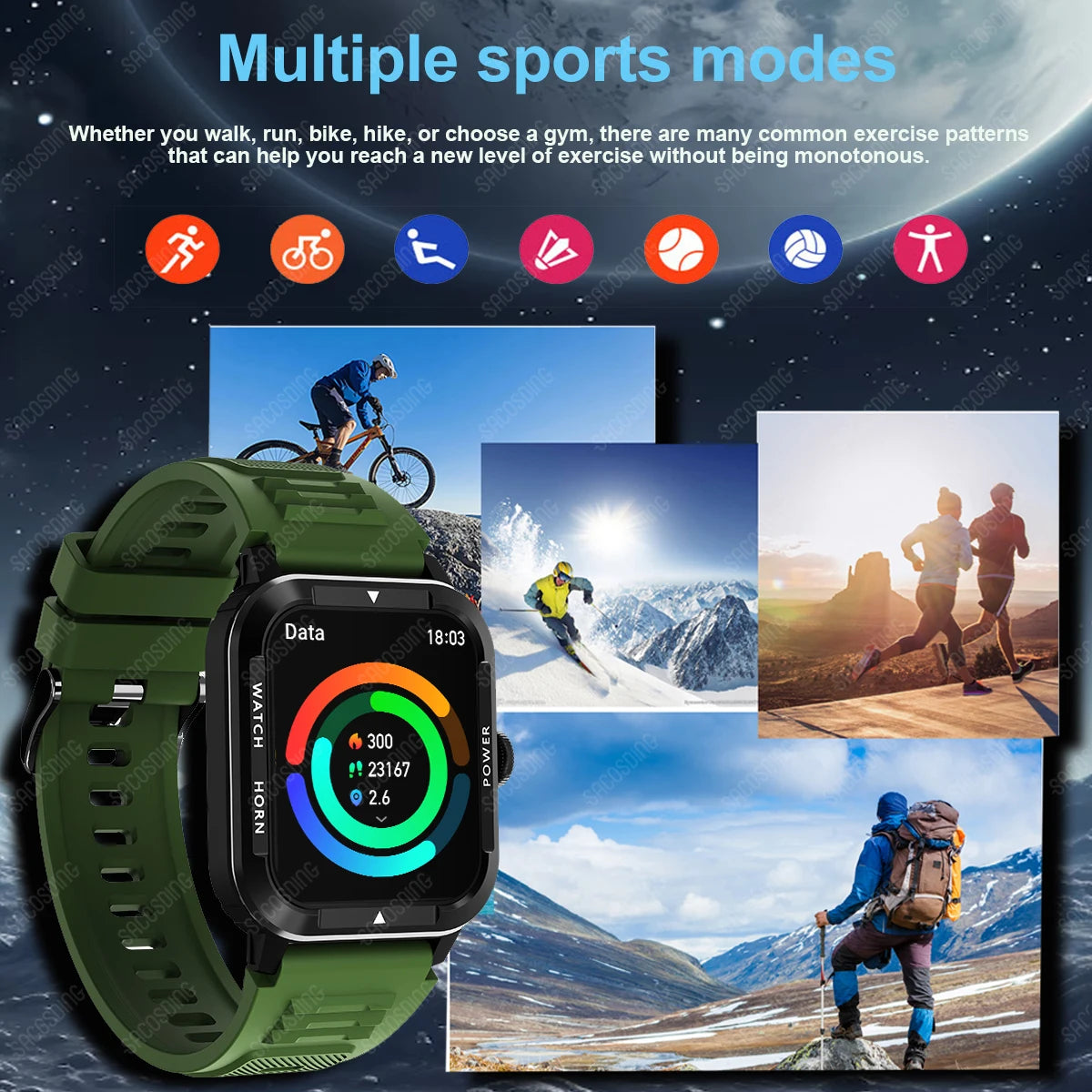 2024 Smart Watch Men Blood Glucose Bracelet Fitness Tracker Sports Watch Bluetooth Call Smart Clock Blood pressure Smartwatch