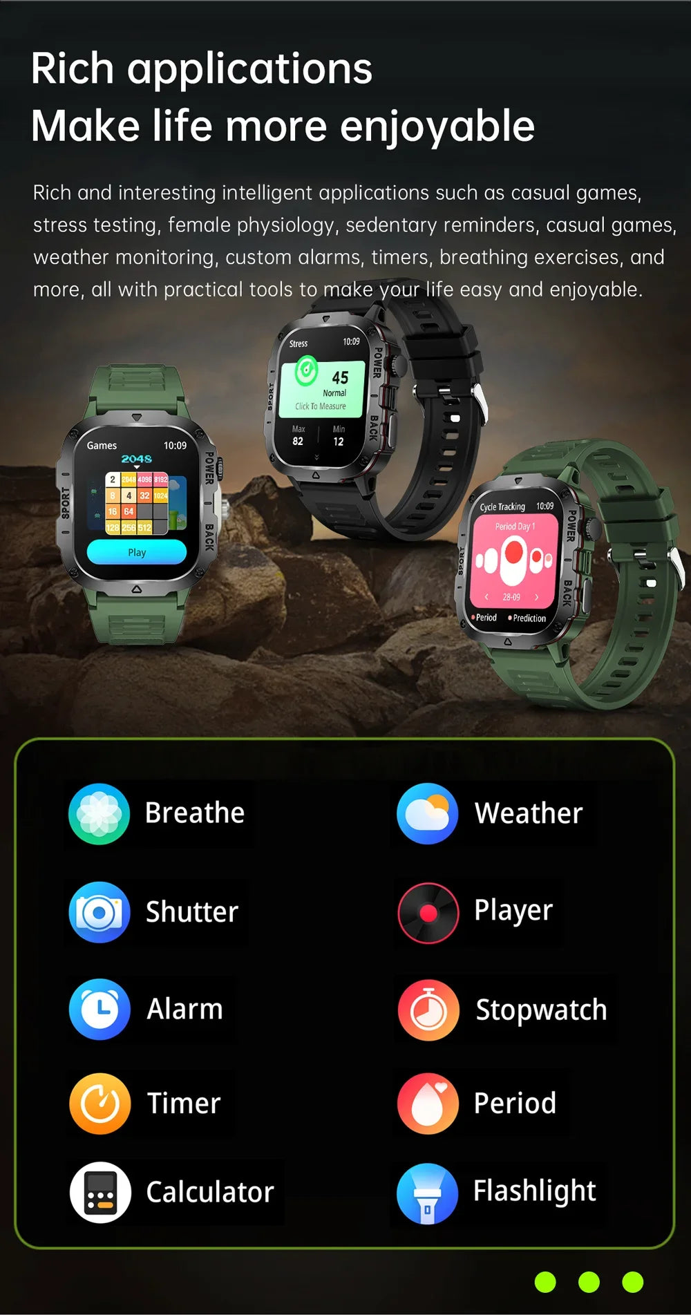 2024 Outdoor Smart Watch Men 2.01" Screen 3ATM Waterproof Watches Bluetooth Call Ai Voice Sport Smartwatch for Android IOS Phone