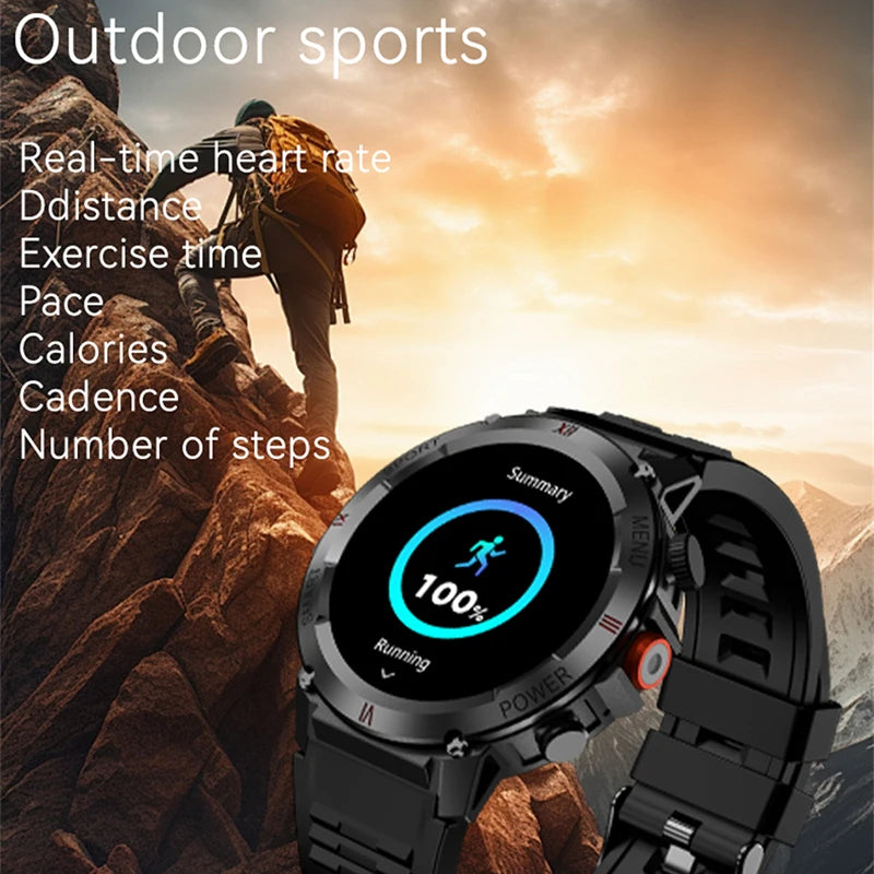 For HUAWEI Xiaomi 1.43" Flashlight Bluetooth Call Smart Watch Men Women GPS Sport Track IP68 Waterproof Smartwatch Man 2024 New