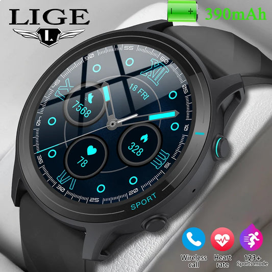 LIGE Fashion Smart Watch Men Breath Training Bluetooth Call Blood Oxygen Monitor Reloj  Waterproof Sport Tracker Smartwatch 2024