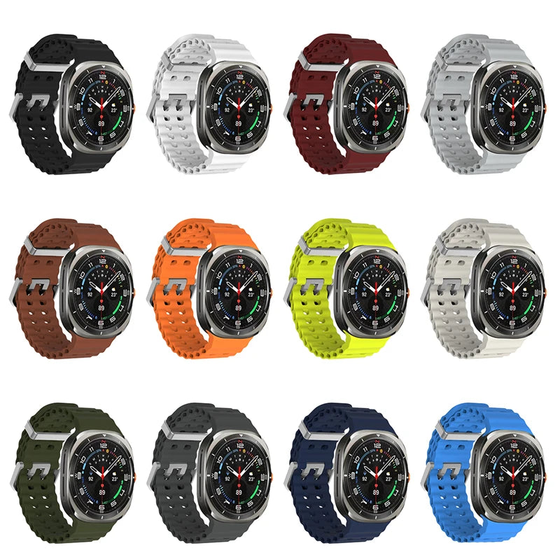 1:1 Marine Band For Samsung Galaxy Watch Ultra 47mm NO Gaps Sports Silicone Strap For Samsung Watch 7 Ultra 47mm Bracelet Correa