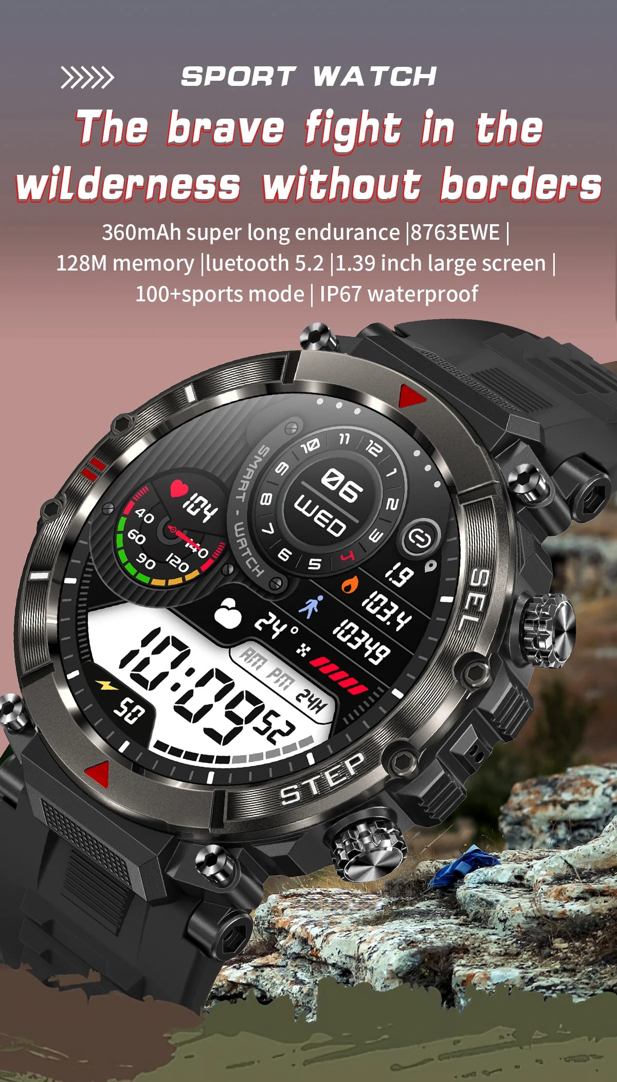 2024 New Smartwatch 1.39 -inch 360*360 HD Touch Large Screen ECG Smart Watches for Men IP67 Waterproof Full Touch Men Smartwatch