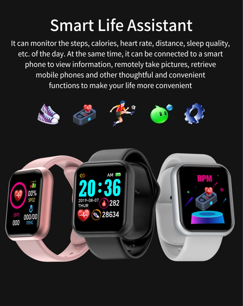 D20 Children Kids Smart Watch Boys Girls Sports Men Women Smartwatch Blood Pressure Smart Clock Child Fitness For Android IOS