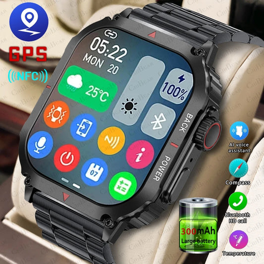 2024 New GPS Sports Smart Watch Men AMOLED Outdoor Sports Fitness Watches Heart Rate Blood Oxygen Bluetooth Call Men Smartwatch