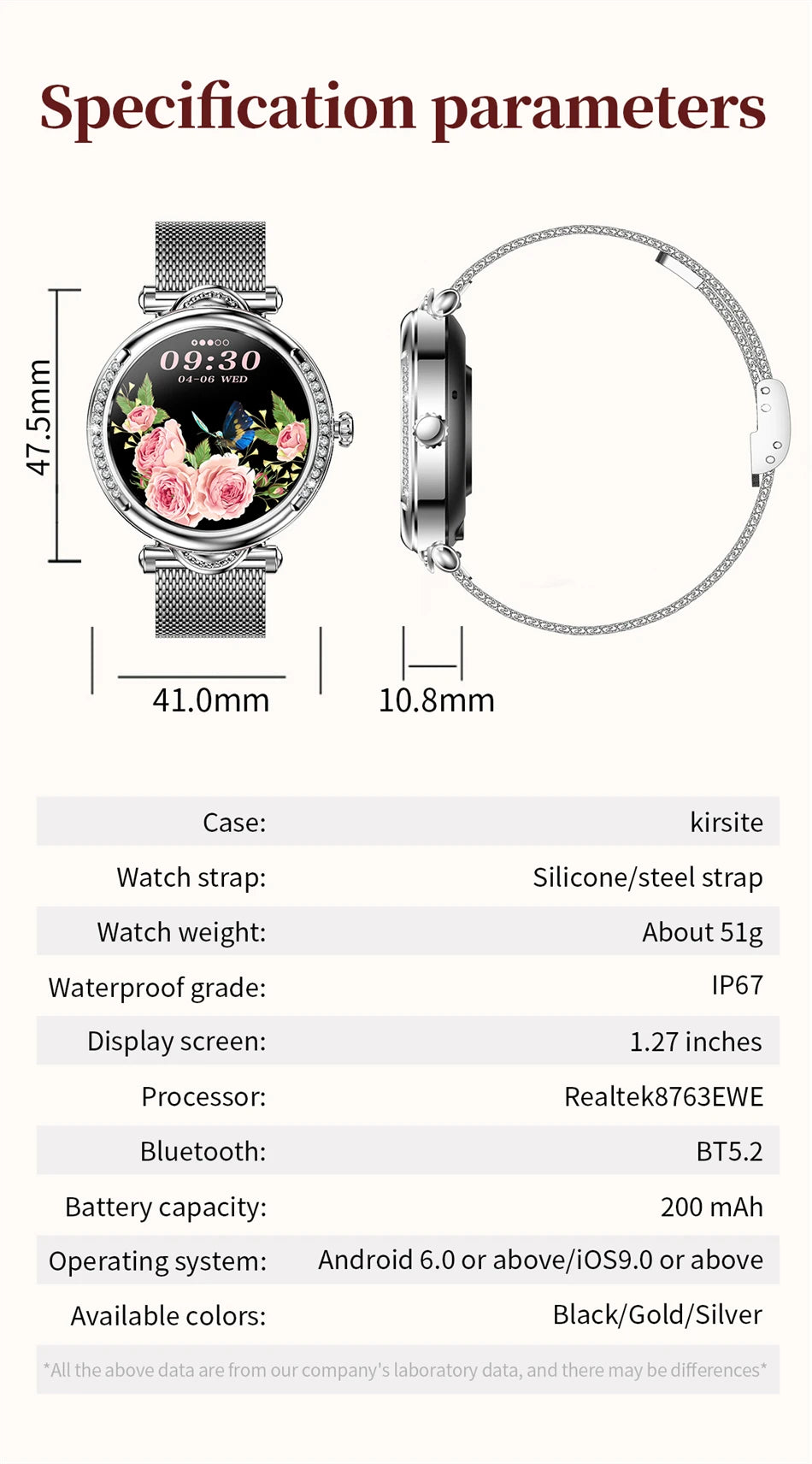 For Xiaomi Android Fashion Women Smart Watch 360*360 HD Screen Heart Rate Custom Dial Watch Voice Calling SmartWatches 2024 New